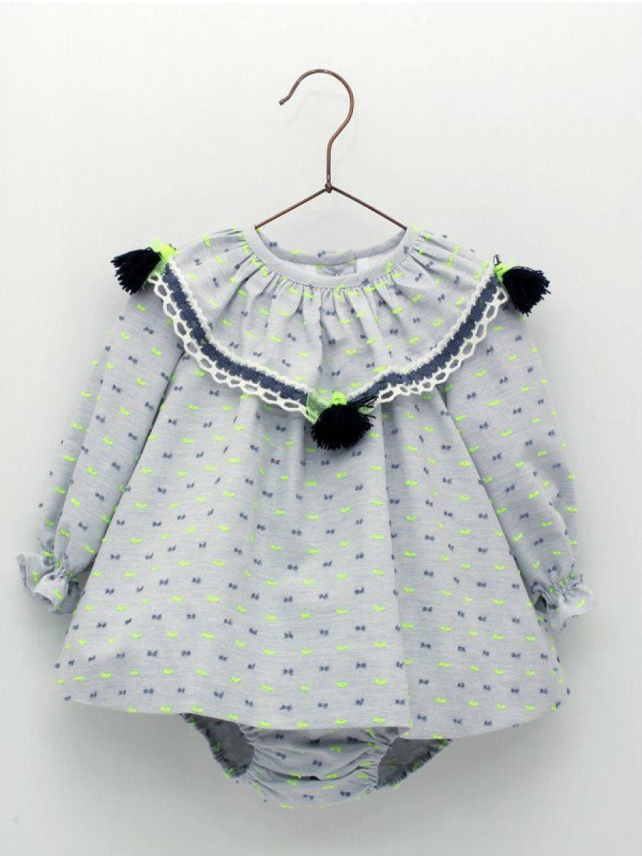 Bebe: 0M A 6 Anos Foque | Vestido Jesusito Nina Con Pompones