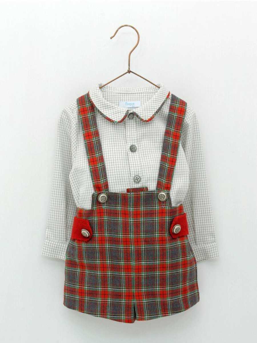 Bebe: 0M A 6 Anos Foque | Conjunto Bebe Nino Camisa Y Peto De Cuadros