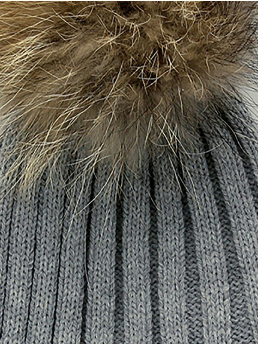 Nino: 1 A 14 Anos Foque | Gorro Pompon Pelo Natural